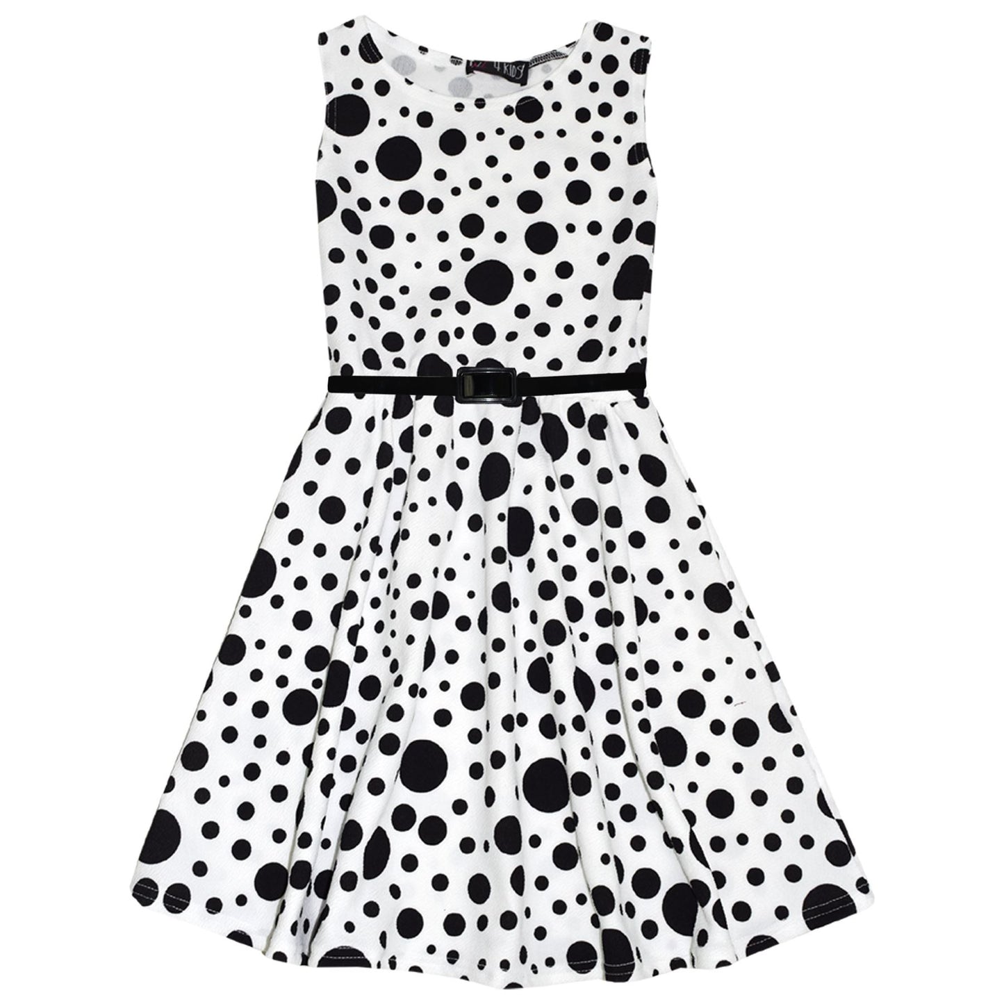 Girls Dresses Kids Black Polka Dot Print Crop Top Legging Midi Skater Dress 7-13