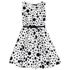 Girls Dresses Kids Black Polka Dot Print Crop Top Legging Midi Skater Dress 7-13