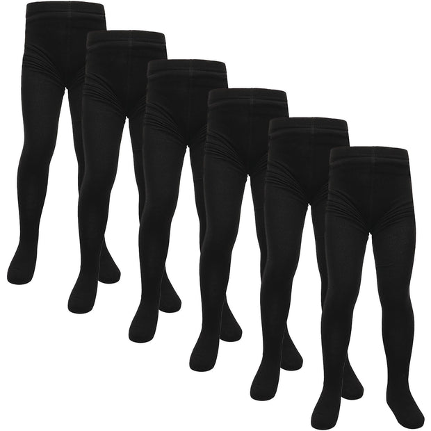 Kids Girls Fleece Lined Thermal Tights Pack 3 Or 6 Cosy Winter Stretchy Tights