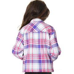 Kids Girls Checks Print Jackets Longline Fleece Collared Fashion Coat 5-13 Years