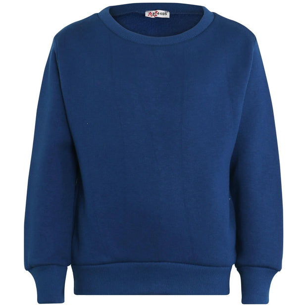 Kids Plain Tracksuit Sweatshirt Set Jumper and Bottoms PE School Girls Boys 2-13