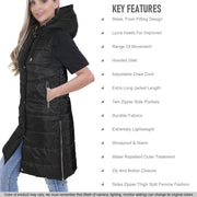 A2Z Ladies Down Vest Oversized Hooded Silver Zipped Quilted Gilet Padded Long Line Vest Black Jacket Long Sleeveless Fashion Coat S/M/L/XL/XXL/3XL/4XL