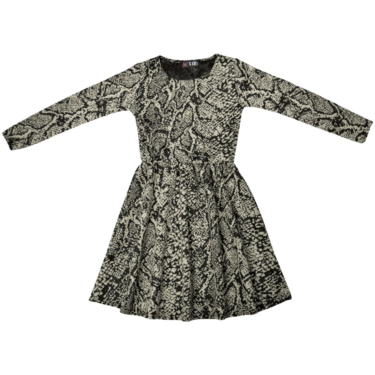 Kids Girls Skater Dress Long Sleeve Snake Flared Party Summer Dresses 5-13