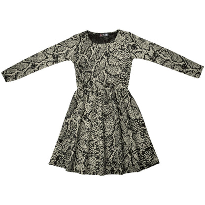 Kids Girls Skater Dress Long Sleeve Snake Flared Party Summer Dresses 5-13