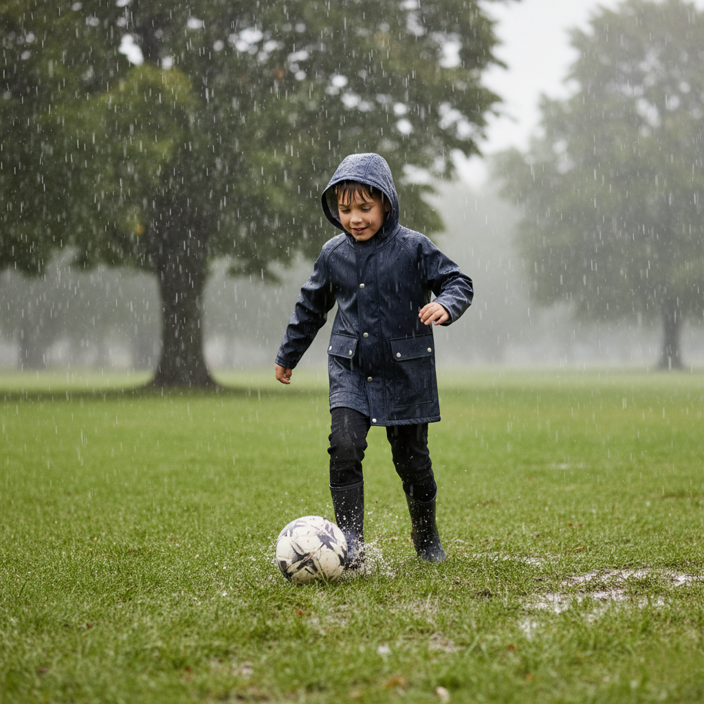 PU Raincoat Jacket Windbreaker Waterproof Parka Hooded For Girls Boys Age 5-13 Years