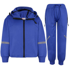 Kids Boys Tracksuit Reflective Taped Hooded Hoodie Bottom Jogging Suit Joggers