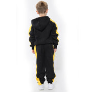 A2Z 4 Kids® Girls Boys Tracksuit Designer's Plain Contrast Yellow Stripes Fleece Hooded Hoodie Bottom Jogging Suit Joggers Age 5 6 7 8 9 10 11 12 13 Years