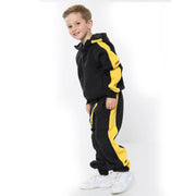 A2Z 4 Kids® Girls Boys Tracksuit Designer's Plain Contrast Yellow Stripes Fleece Hooded Hoodie Bottom Jogging Suit Joggers Age 5 6 7 8 9 10 11 12 13 Years