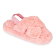 A2Z 4 Kids Girl Boys Fuzzy Slippers Faux Fur Quilted Sliders Backstrap Sliders