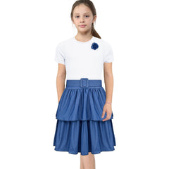 Kids Girls Summer Dress Casual Ruffle Party Dress Age 2-14