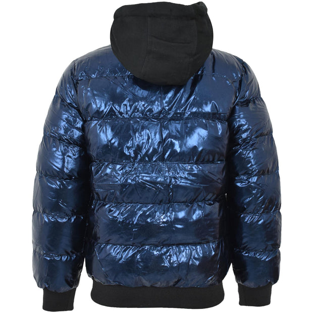 Kids Girls Boys Fashion Shiny Padded Jacket Metallic Wet Look Bubble Coat