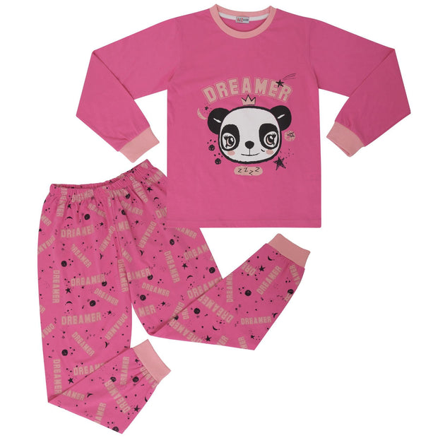 A2Z 4 Kids Girls Pyjamas Children PJs 2 Piece Set Panda Animal Dreamer Print Pink Lounge Suit for Children Top Bottom Pyjamas Loungewear Gifts Age 2-3, 3-4, 5-6, 7-8, 9-10, 11-12 & 13 Years