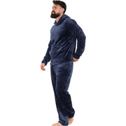 Mens Pyjamas Soft Warm Fleece Adults Hooded Pyjamas 2 Piece Gift Set For Mens