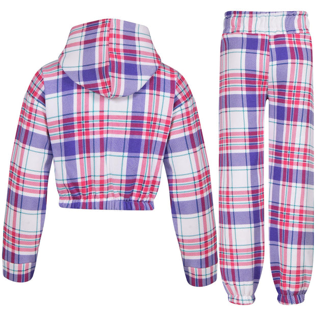 Kids Tie Dye Tracksuit Gym Cropped Hoodie Sweatpants Cord Set Girls Age 5-13