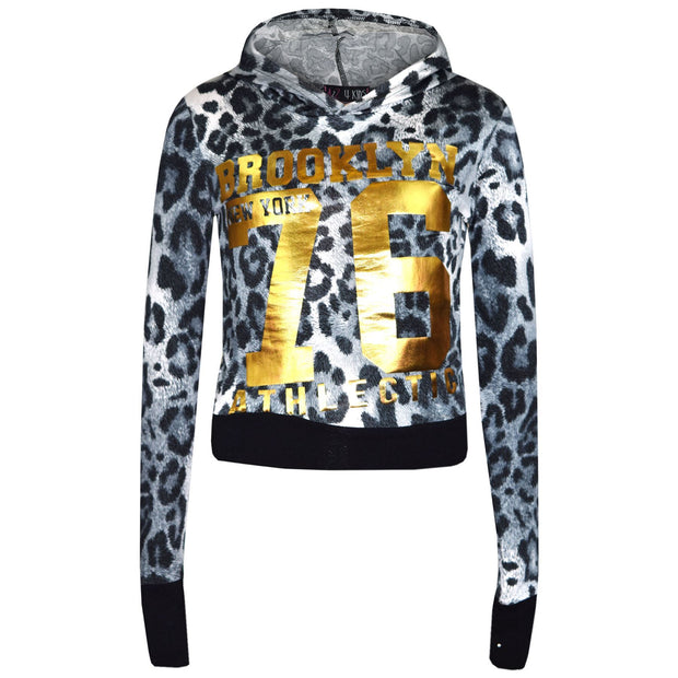Girls Tops Kids Brooklyn 76 Hooded Crop Top & Legging Lounge Wear Set 7-13 Years
