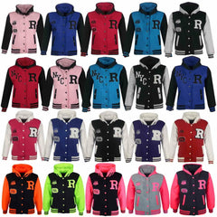 Kids Baseball Hooded R Fashion NYC/FOX Jacket Long Sleeve Coat Girls Boys 2-13Yr