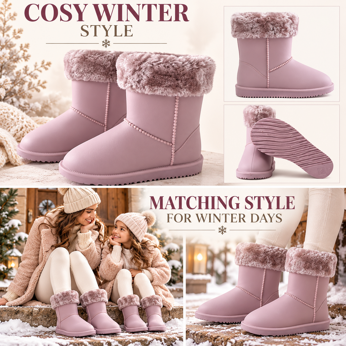 A2Z 4 KIDS Girls Ladies Faux Fur Lined Warm Winter Boots Waterproof Non Slip