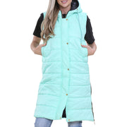 A2Z Ladies Adults Sleeveless Gilet Oversized Hooded Mint Quilted Gilet Padded Long Line Vest Jacket Sleeveless Coat Urban Winter Wear