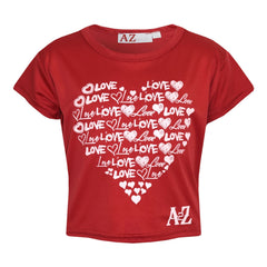 Girls Top Kids Love Print Stylish Fahsion Trendy T Shirt Crop Top Age 5-13 Years