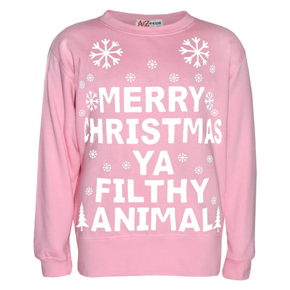 Girls Boys Merry Christmas Jumper Xmas Holiday Crewneck Sweatshirt Pullover Top