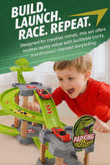 Kids Dinosaur Car Parking Lot Playset 3-Level Track Set with Toy for Boys�Girls
