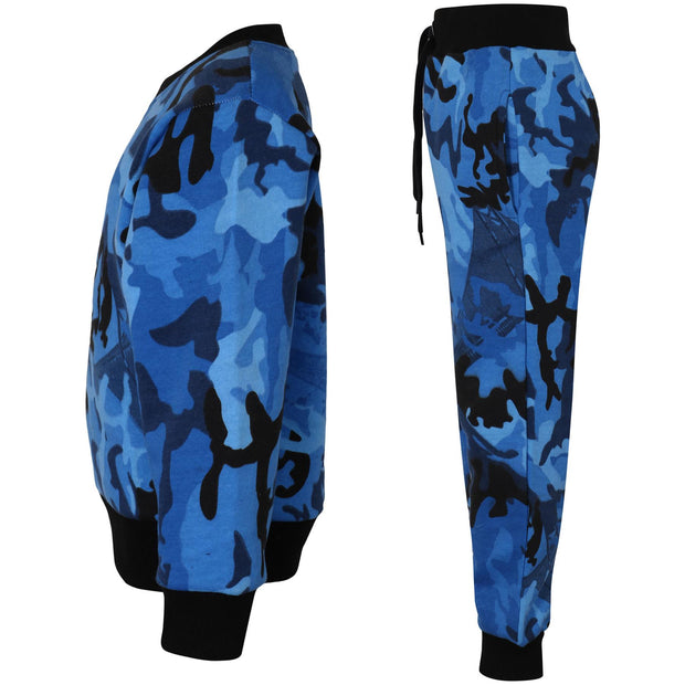 Kids Plain Tracksuit Sweatshirt Set Jumper and Bottoms PE School Girls Boys 2-13