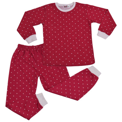 A2Z 4 Kids Girls Boys Polka Dot Children PJs 2 Piece Cotton Set Lounge Suit Nightwear Sleepwear Unisex Top Bottom Pyjamas Loungewear Dress Up Outfit Set Gifts for Children Girls & Boys Age 5-13 years