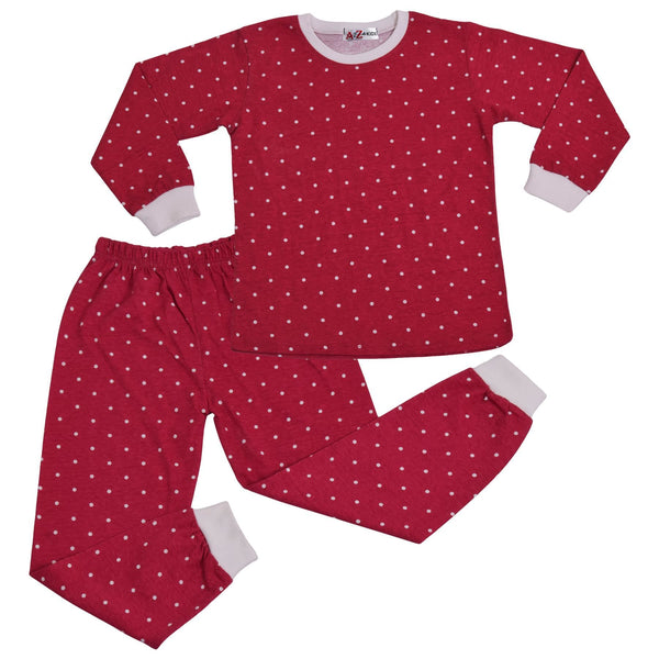 A2Z 4 Kids Girls Boys Polka Dot Children PJs 2 Piece Cotton Set Lounge Suit Nightwear Sleepwear Unisex Top Bottom Pyjamas Loungewear Dress Up Outfit Set Gifts for Children Girls & Boys Age 5-13 years