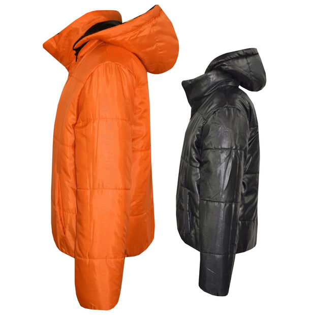 Girls Jackets Kids Reversible Cropped Hooded Padded Puffer Jacket Coat 5-13 Year