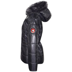 Kids Girls Jackets Puffer Hooded Detachable Faux Fur Wet Look Padded Long Coats