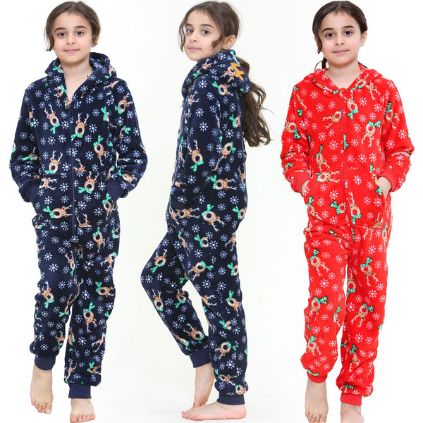 A2Z Onesie One Piece Kids Christmas Rudolph Pyjamas Costume Girls Boys