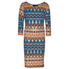 Kids Girls Skater Dress Aztec Foil Print Trendy Fashion Midi Dresses 7-13 Years