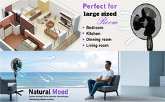 A2Z Pedestal Fan 16 Inch 3-Speed Setting Tilt Angled Oscillating Living Room Fan