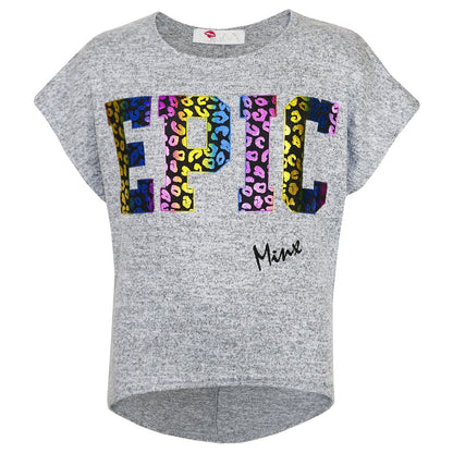 Kids Girls " EPIC " Printed Crop Top Stylish Fashion Trendy Top Age 7-13 Years