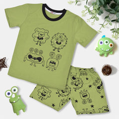 Kids Girls Boys Monster Pyjamas PJs 2 Piece Cotton Set Lounge Suit Age 5-13 Year