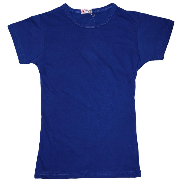 Kids Girls T Shirts Cotton Plain School T-Shirt Top New Age 2-13 Yr - A2Z 4 Kids