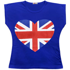Kids Girls T Shirts England Football World Cup Heart Print Top & Tees 5-13 Yrs