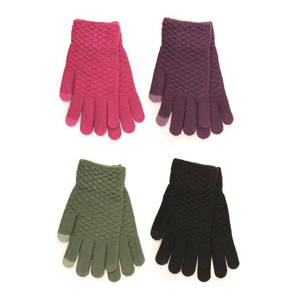 A2Z Ladies Gloves 4 Pack Textured Touch Screen Warm Gloves One Size Cosy Mittens