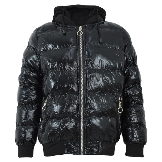Kids Girls Boys Fashion Shiny Padded Jacket Metallic Wet Look Bubble Coat