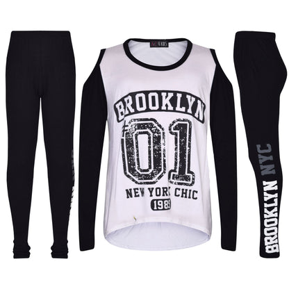 Girls Top Kids Brooklyn #01 Print Trendy Top & Fashion Legging Set 7-13 Years