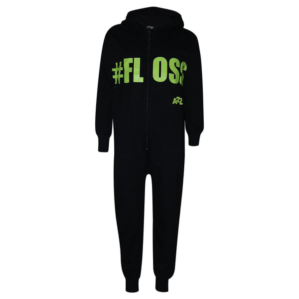 A2Z Onesie One Piece Kids Girls Boy #Floss Print Black Pyjamas Sleepsuit Costume