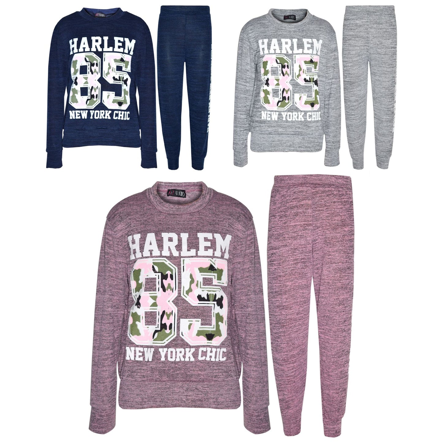 Kids Jogging Suit Girls HARLEM 85 Lounge Suit Tracksuit Hoodie Bottom 7-13 Years