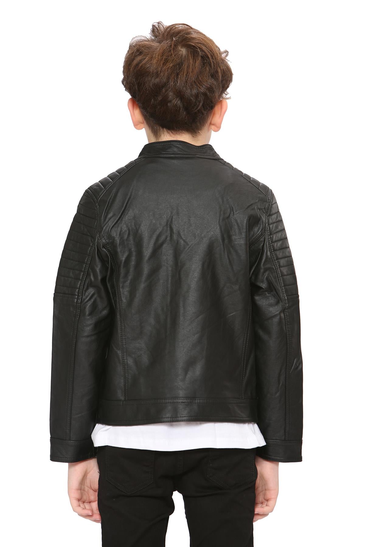 Kids Motorcycle Biker Jacket PU Leather Stylish Jacket Boys Age 5-13 Years