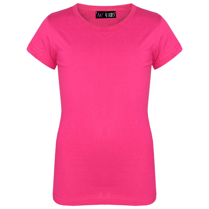 Kids Girls T Shirts Cotton Plain School T-Shirt Top New Age 2-13 Yr - A2Z 4 Kids