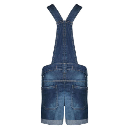Kids Girls Denim Stretch Dungaree Shorts Jumpsuit Playsuit All In One 7-13 Years