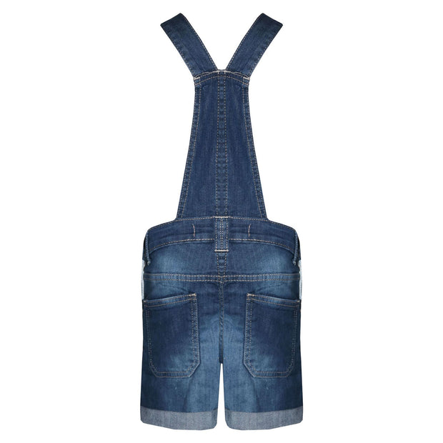 Kids Girls Denim Stretch Dungaree Shorts Jumpsuit Playsuit All In One 7-13 Years