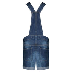 Kids Girls Denim Stretch Dungaree Shorts Jumpsuit Playsuit All In One 7-13 Years