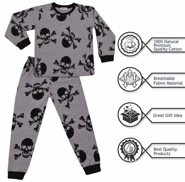 Kids Girls Skull & Bones Print Pyjamas Set