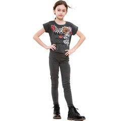 Girls Top Kids Short sleeves Made You Look Print Crop Top & Legging Set 5-13 Yrs