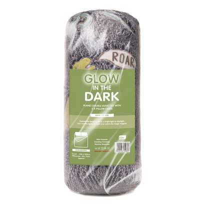 Double Duvet Cover Set Glow In The Dark Dinosaur Super Soft Warm Two Pillow Case